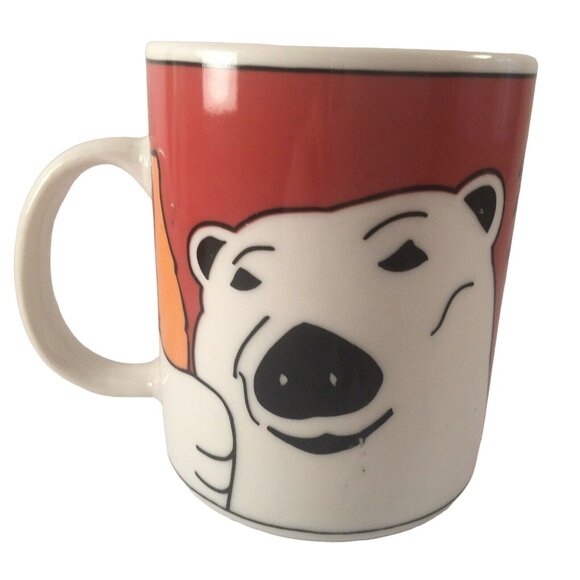 Coca - Cola Coffee Mugs by Gibson Set of 2 Polar Bear & Coke Logo Vintage - Picture 6 of 8